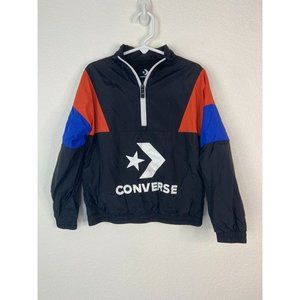 Converse youth boys 4 black color block‎ 1/4 zip pullover windbreaker jacket